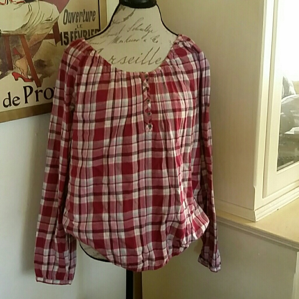 North Crest flannel peasant blouse sz LG